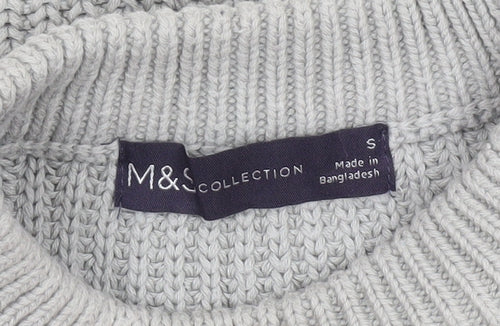 Marks and Spencer Womens Grey Striped Chunky Knit Jumper S