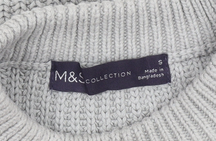 Marks and Spencer Womens Grey Striped Chunky Knit Jumper S