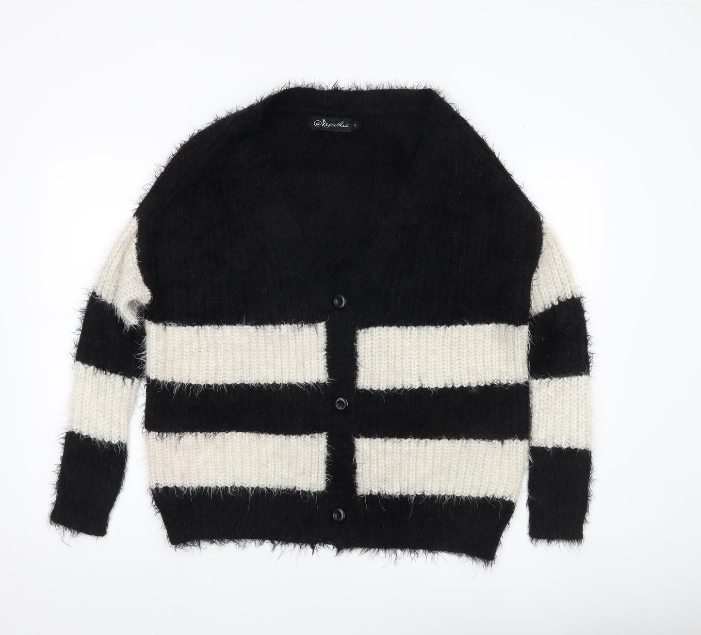 Republic Women’s Black White Striped Chunky Cardigan Size S