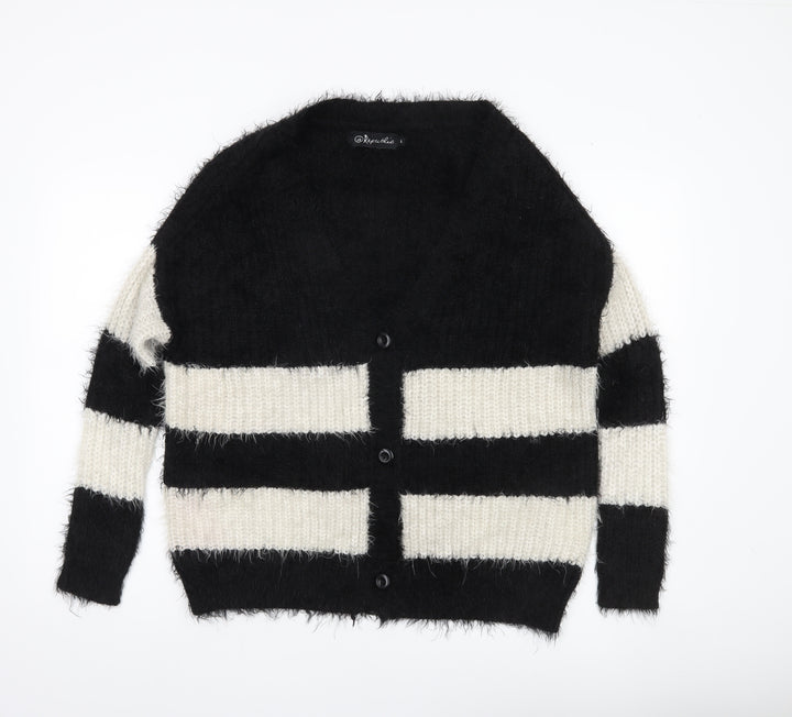 Republic Women’s Black White Striped Chunky Cardigan Size S