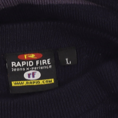 Rapid Fire Men's Blue Striped Pullover Jumper L Crew Neck Knit