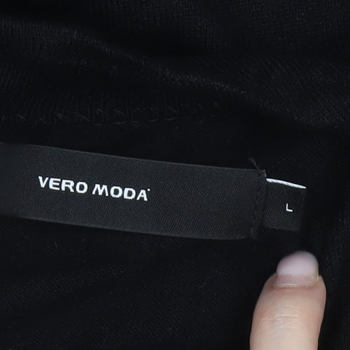 Vero Moda Women’s Black L Tunic Jumper High Neck Zip Knit