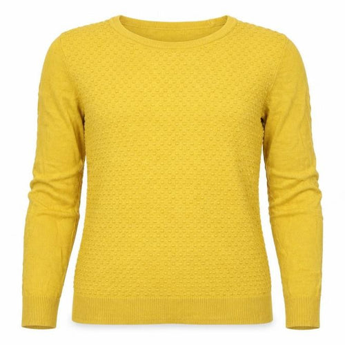 Warehouse Womens Yellow Knit Jumper Size 6 Crew Neck Long Sleeve