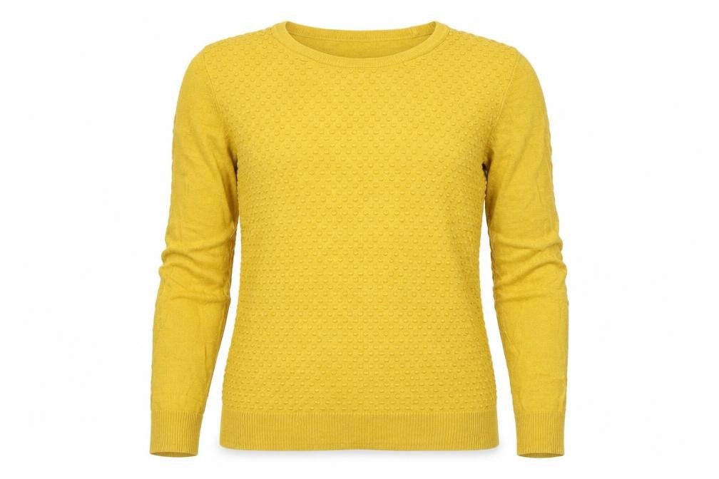 Warehouse Womens Yellow Knit Jumper Size 6 Crew Neck Long Sleeve