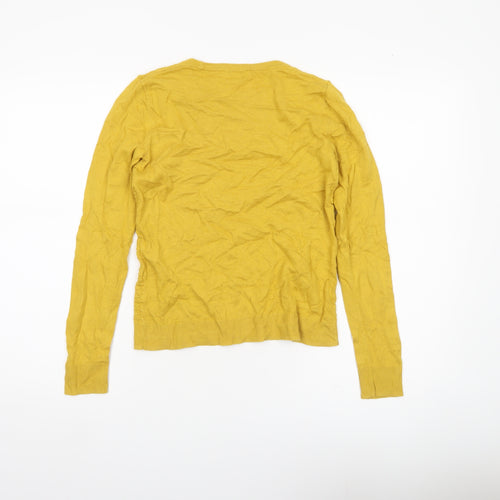 Warehouse Womens Yellow Knit Jumper Size 6 Crew Neck Long Sleeve