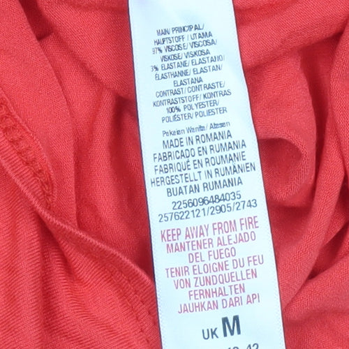 Wallis Women’s Red Tunic Blouse M 3/4 Sleeve Studded Boat Neck