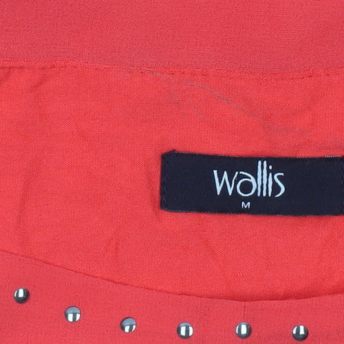 Wallis Women’s Red Tunic Blouse M 3/4 Sleeve Studded Boat Neck