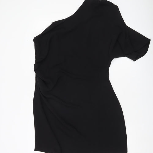 H&M Women Black One Shoulder Bodycon Party Dress Size 14