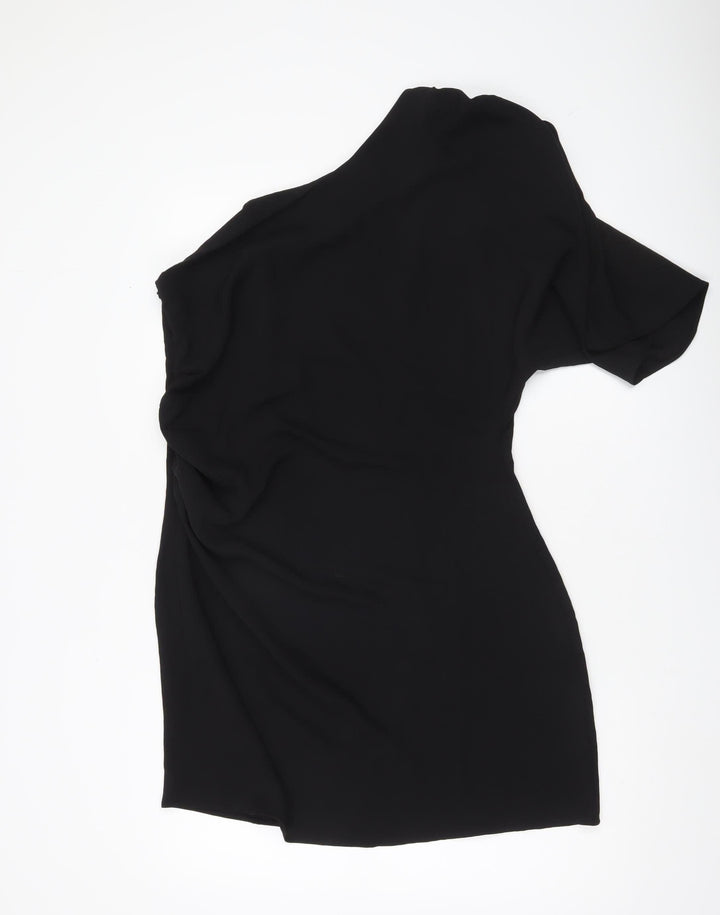 H&M Women Black One Shoulder Bodycon Party Dress Size 14