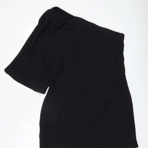 H&M Women Black One Shoulder Bodycon Party Dress Size 14