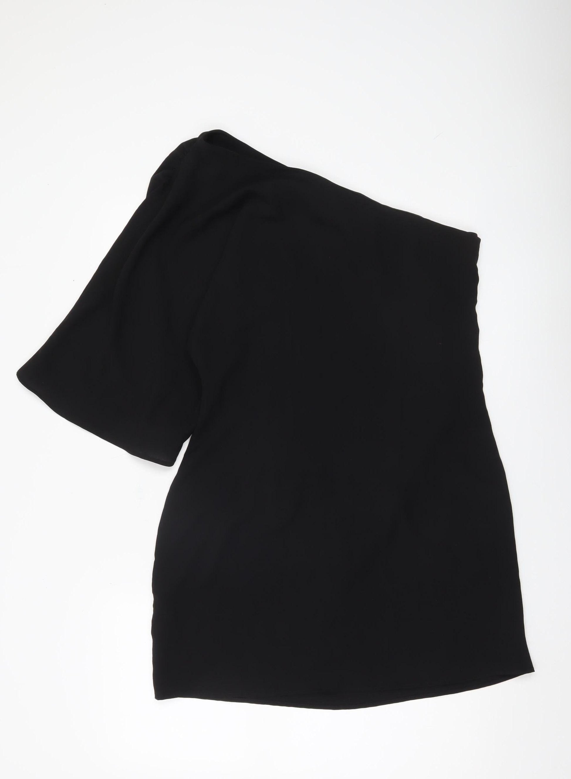 H&M Women Black One Shoulder Bodycon Party Dress Size 14 – Preworn