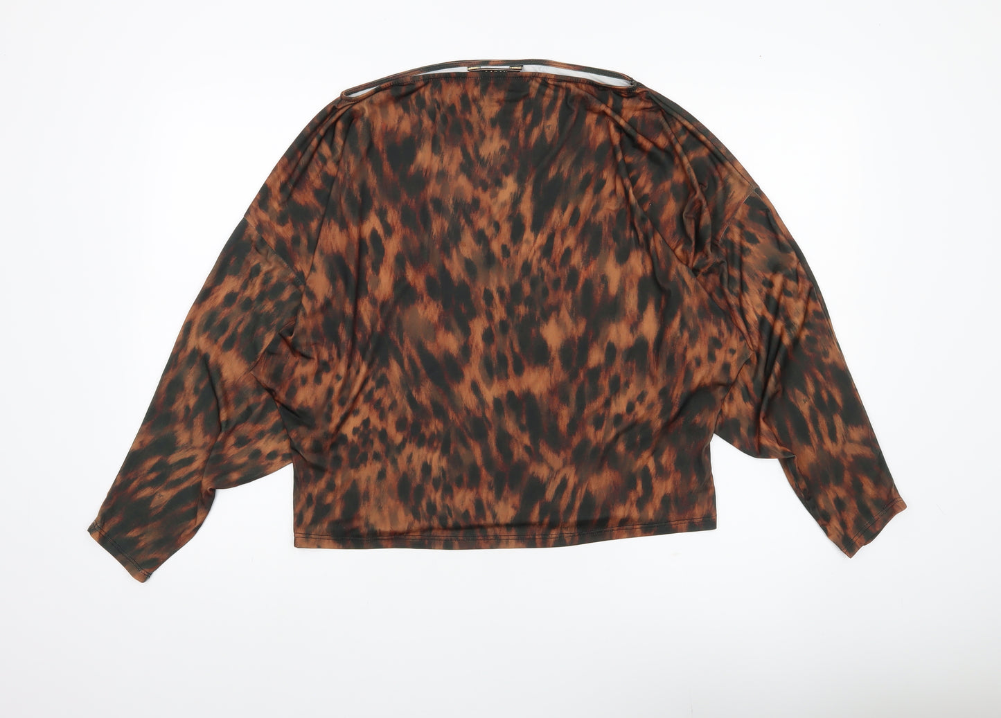 Lipsy Women’s Brown Animal Print Tunic Blouse Size 12 Long Sleeve