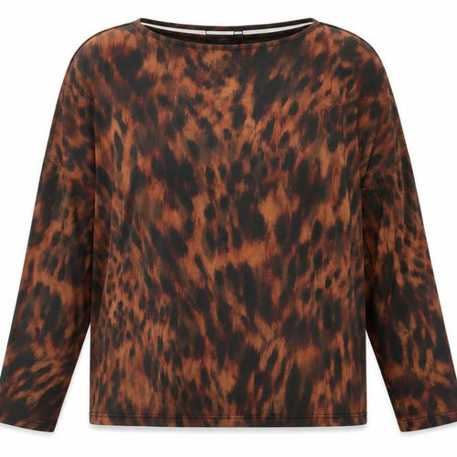Lipsy Women’s Brown Animal Print Tunic Blouse Size 12 Long Sleeve