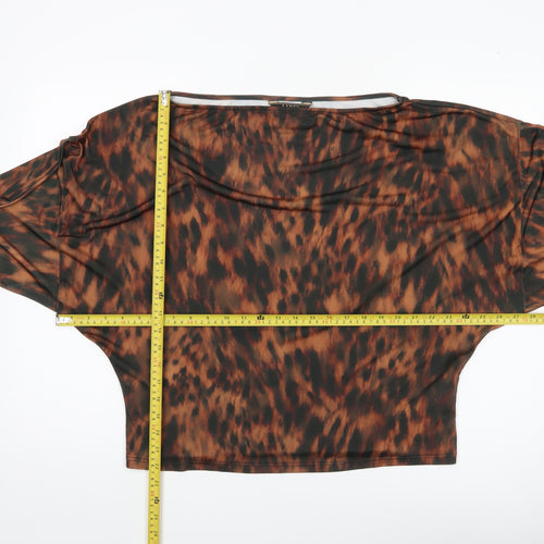 Lipsy Women’s Brown Animal Print Tunic Blouse Size 12 Long Sleeve