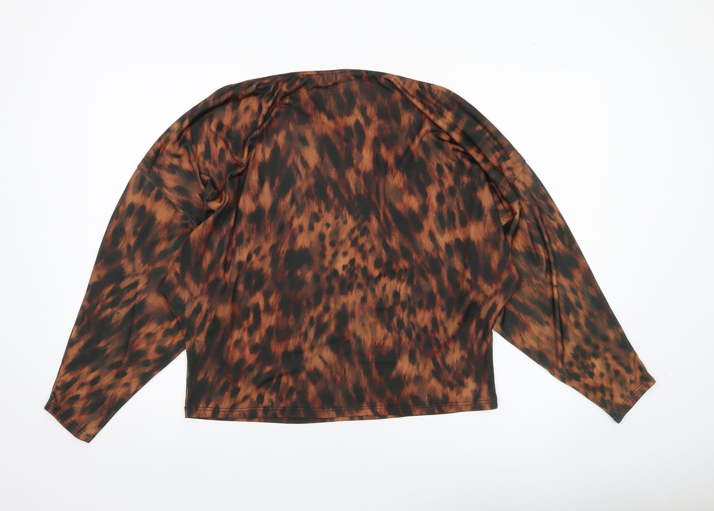 Lipsy Women’s Brown Animal Print Tunic Blouse Size 12 Long Sleeve