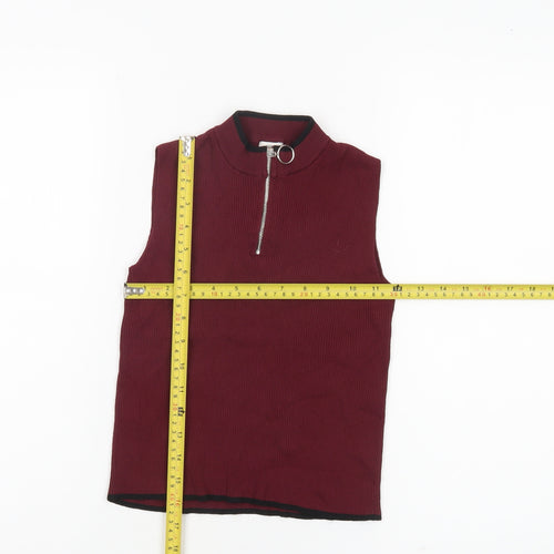 River Island Girls Red Sleeveless Mock Neck Zip Tank Top Age 9-10 Years