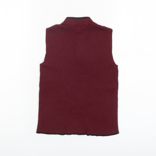 River Island Girls Red Sleeveless Mock Neck Zip Tank Top Age 9-10 Years