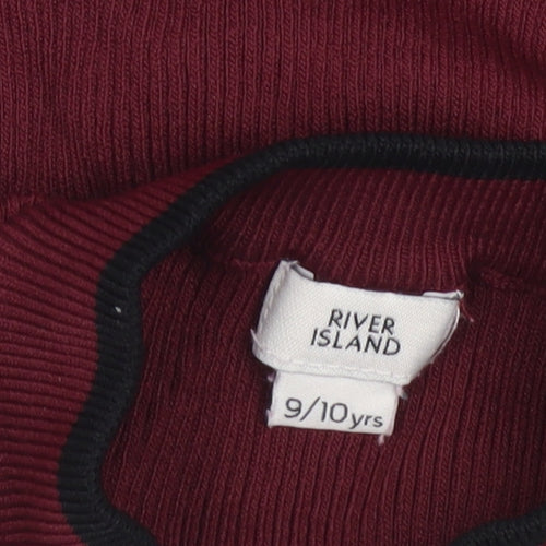 River Island Girls Red Sleeveless Mock Neck Zip Tank Top Age 9-10 Years