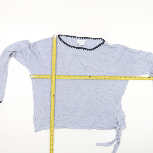 Antibes Blanc Women’s Blue Boat Neck Linen Blend Pullover Jumper M
