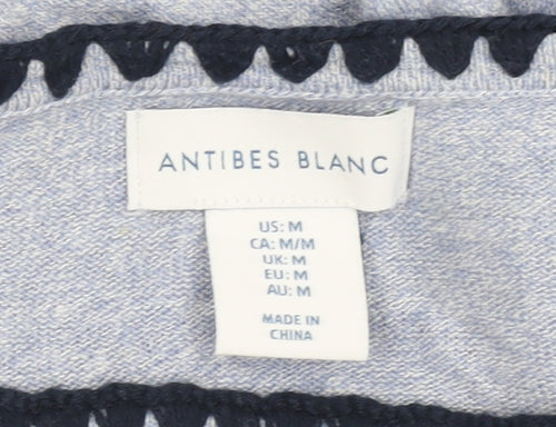 Antibes Blanc Women’s Blue Boat Neck Linen Blend Pullover Jumper M