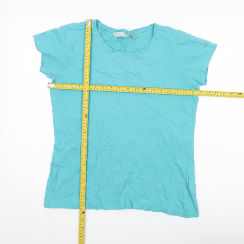 Bershka Womens Blue Cotton Crew Neck T-Shirt UK 14