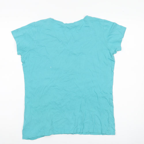 Bershka Womens Blue Cotton Crew Neck T-Shirt UK 14
