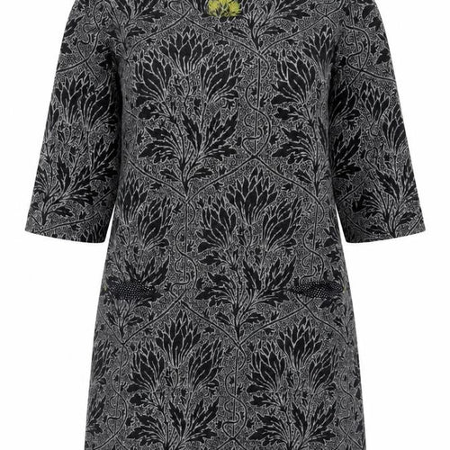 White Stuff Womens Black Floral Tunic Blouse Size 8 Cotton Blend 3/4 Sleeve