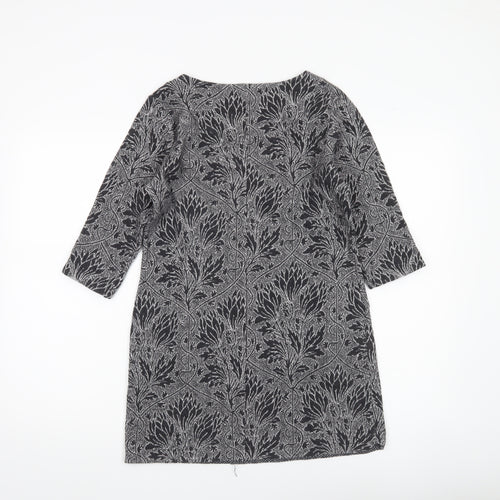 White Stuff Womens Black Floral Tunic Blouse Size 8 Cotton Blend 3/4 Sleeve