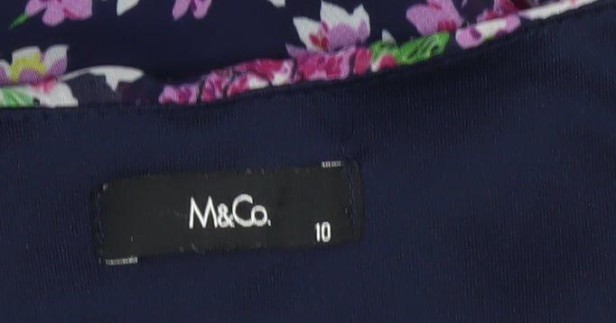 M&Co Women’s Blue Floral Shift Dress Size 10 Long Sleeve