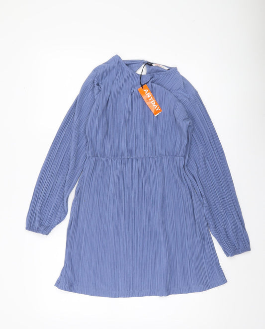 John Lewis ANYDAY Girls Blue Pleated A-Line Dress Age 11 Years