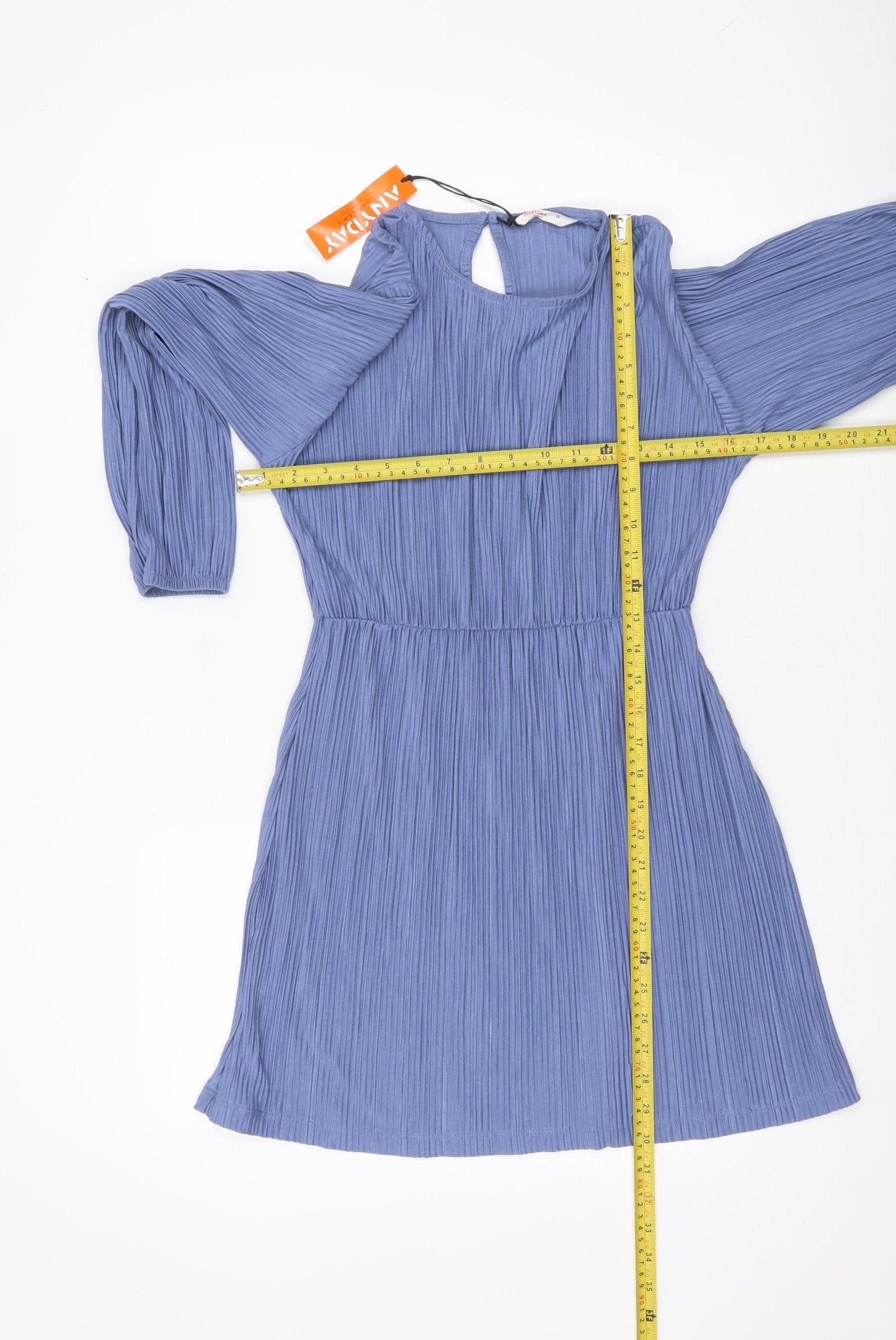 John Lewis ANYDAY Girls Blue Pleated A-Line Dress Age 11 Years