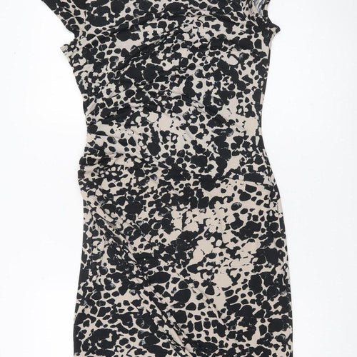 Next Women’s Black Beige Animal Print Sheath Dress Size 12