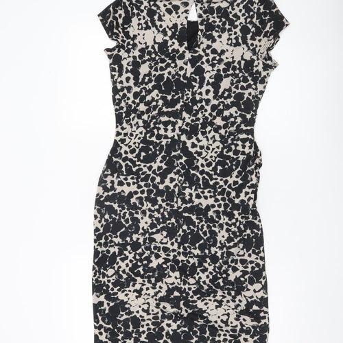 Next Women’s Black Beige Animal Print Sheath Dress Size 12