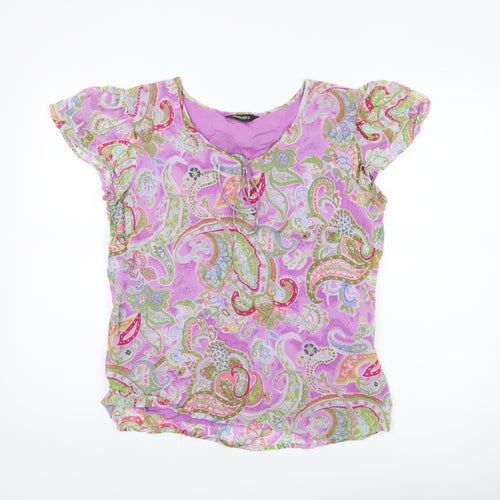 Pomodoro Womens Multicoloured Paisley Tunic Blouse Size 14 Short Sleeve
