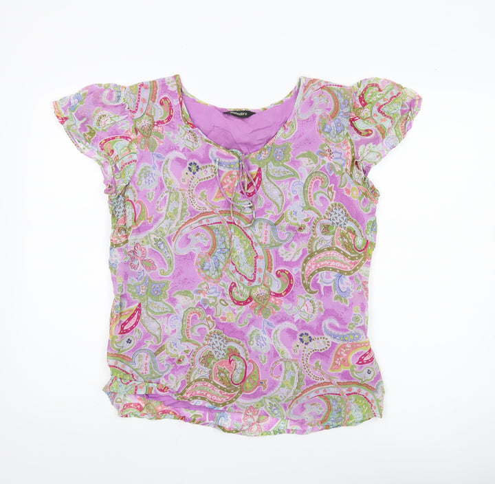 Pomodoro Womens Multicoloured Paisley Tunic Blouse Size 14 Short Sleeve