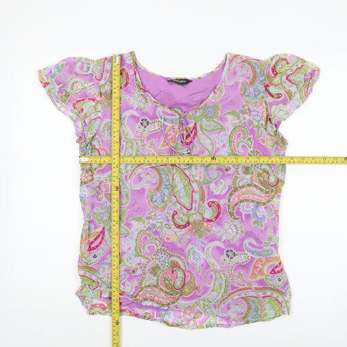 Pomodoro Womens Multicoloured Paisley Tunic Blouse Size 14 Short Sleeve