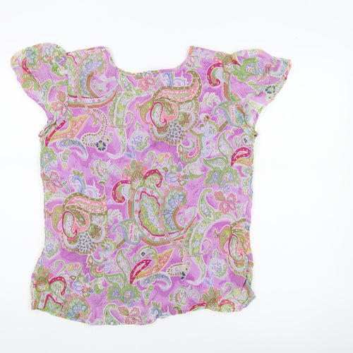 Pomodoro Womens Multicoloured Paisley Tunic Blouse Size 14 Short Sleeve
