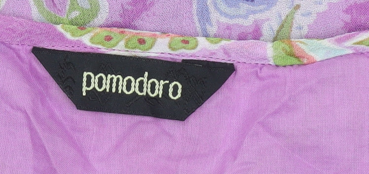 Pomodoro Womens Multicoloured Paisley Tunic Blouse Size 14 Short Sleeve