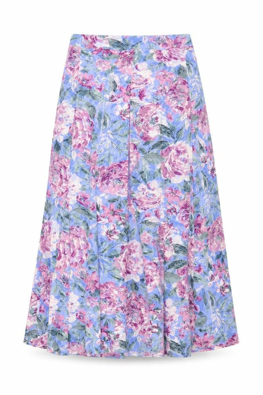Front view of Cotton Traders Women’s Floral Midi Pleated Skirt, size UK 8, Multicoloured