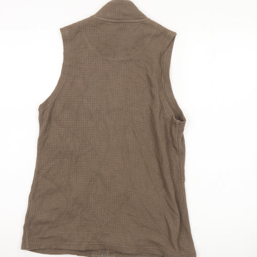 Dash Women’s Brown Cotton Waistcoat UK 10 Sleeveless Zip Pockets