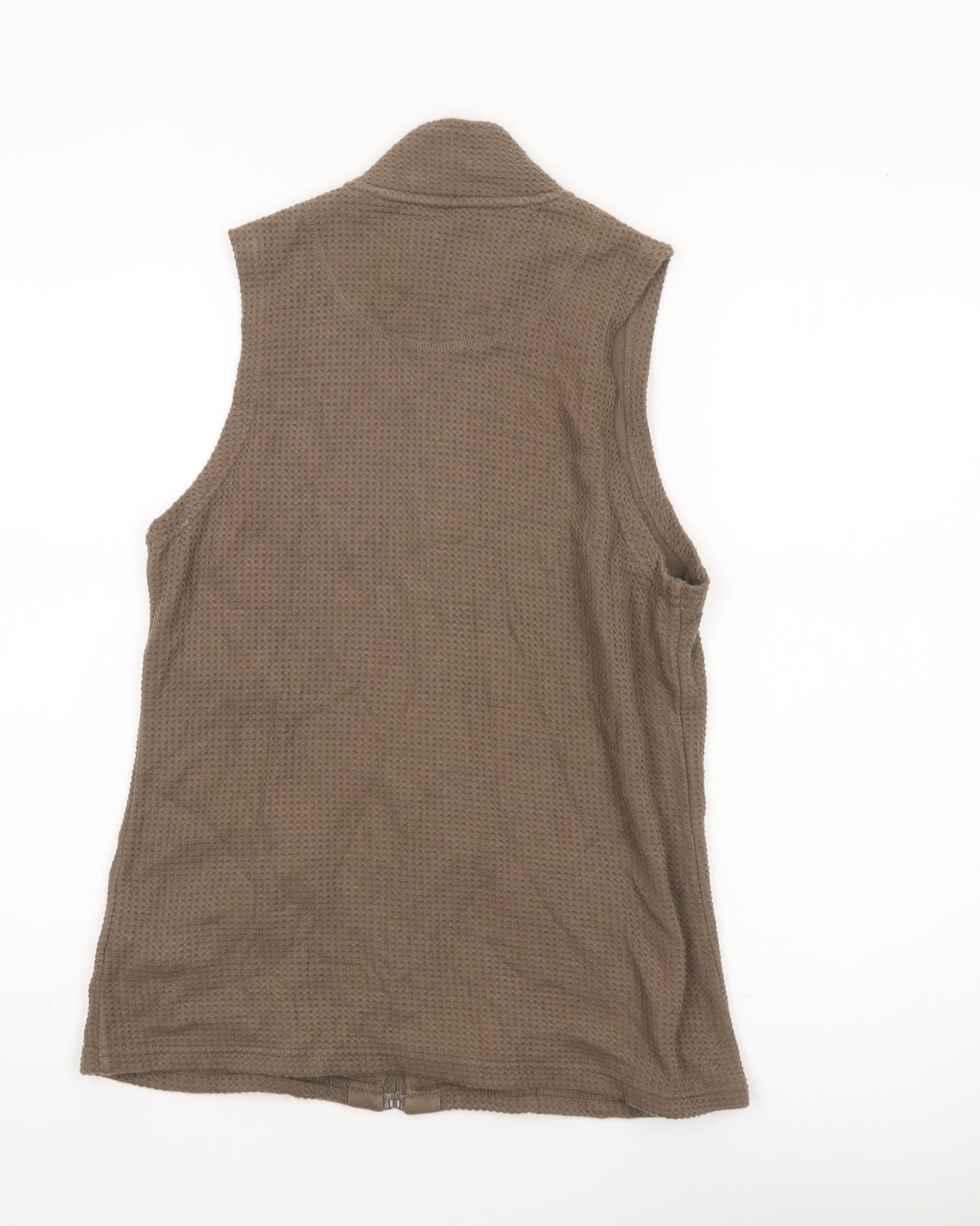 Dash Women’s Brown Cotton Waistcoat UK 10 Sleeveless Zip Pockets