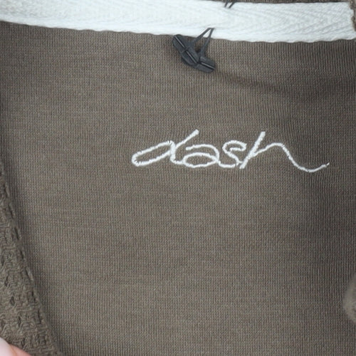 Dash Women’s Brown Cotton Waistcoat UK 10 Sleeveless Zip Pockets
