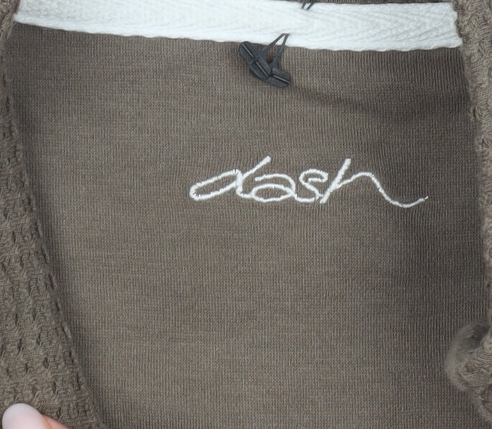Dash Women’s Brown Cotton Waistcoat UK 10 Sleeveless Zip Pockets