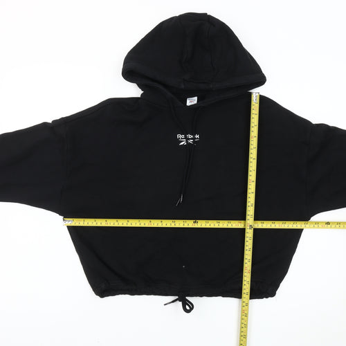 Reebok Womens Black Pullover Hoodie Sweatshirt Size S Logo Sportswear