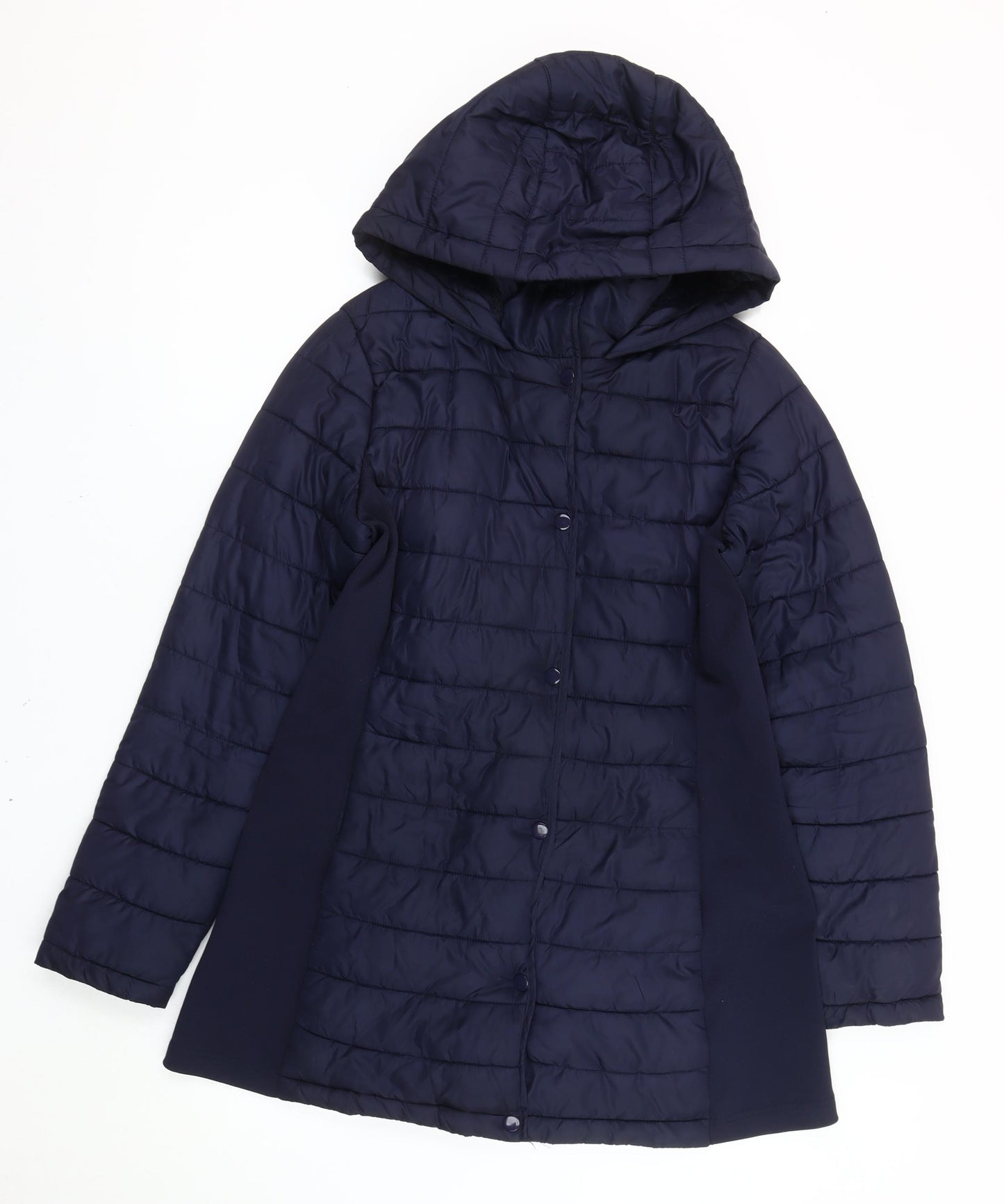 Ci Sono Womens Blue Quilted Puffer Jacket Hooded Size 12