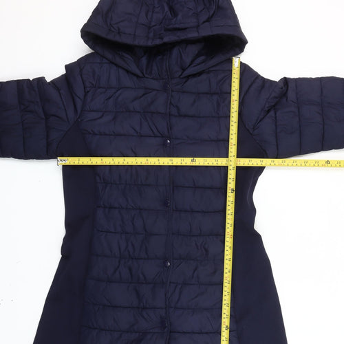 Ci Sono Womens Blue Quilted Puffer Jacket Hooded Size 12