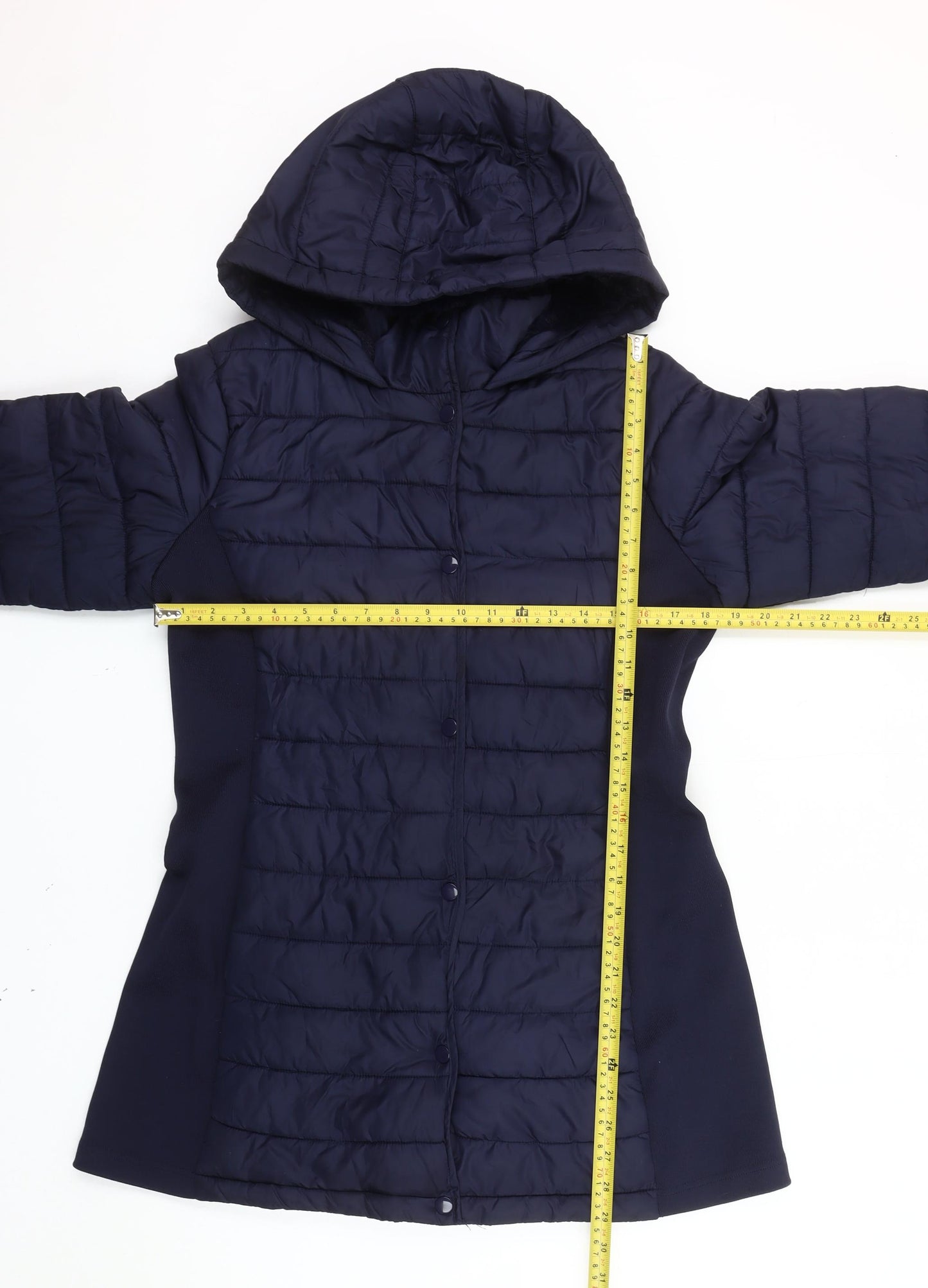 Ci Sono Womens Blue Quilted Puffer Jacket Hooded Size 12