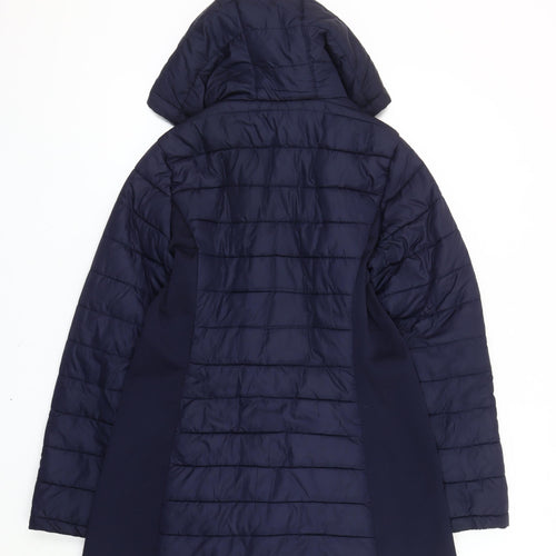 Ci Sono Womens Blue Quilted Puffer Jacket Hooded Size 12