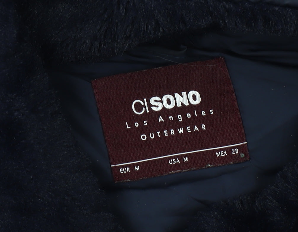 Ci Sono Womens Blue Quilted Puffer Jacket Hooded Size 12