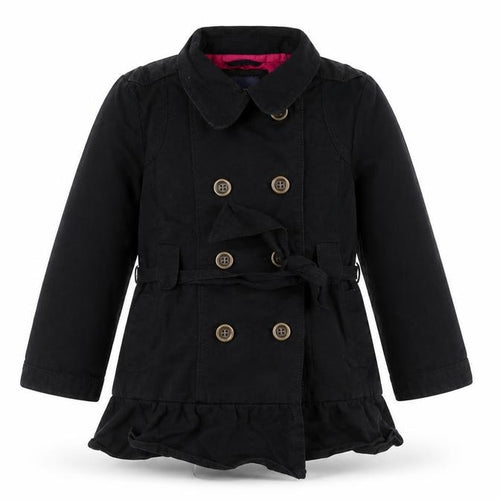 GapKids Girls Black XS Trench Coat Cotton Belted Double-Breasted
